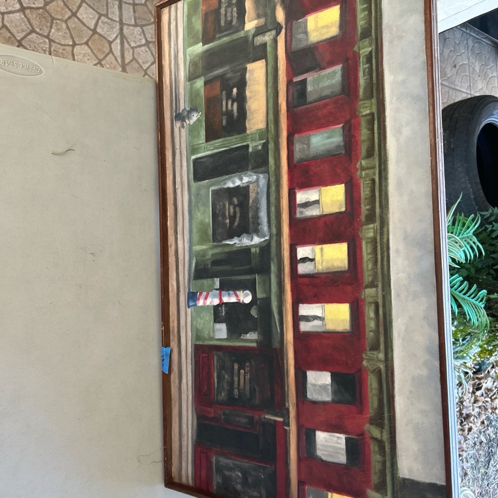 Vintage Urban Street Scene Painting - Picture 2 of 9